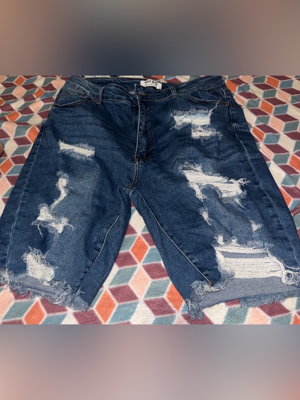 Distressed Dark Blue Denim women’s Shorts
